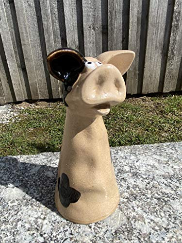 Rostalgie Keramik Zaunfigur Katze/Kuh/Schwein 18 cm zur Auswahl Gartenzaun Dekoration - 1 STÜCK (Keramik, Schwein)