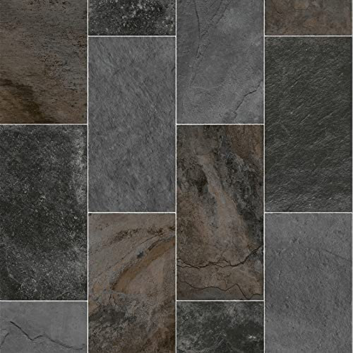 ASRM699E-Stone Effect Anti Slip Vinyl Flooring Home Office Kitchen Bedroom Bathroom Lino Modern Design 2M 3M 4M Wide (1m(L) X 2m(W) (3'3...