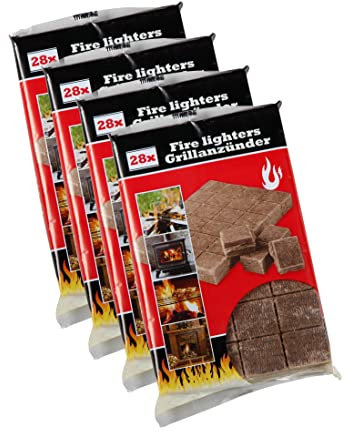 vom Pullach Hof Kaminanzünder Grillanzünder Ofenanzünder 112 Stück Anzündwürfel braun (4x28 Würfel) Naturprodukt Kamin Anzünder Würfel Grill Ofen Feuer