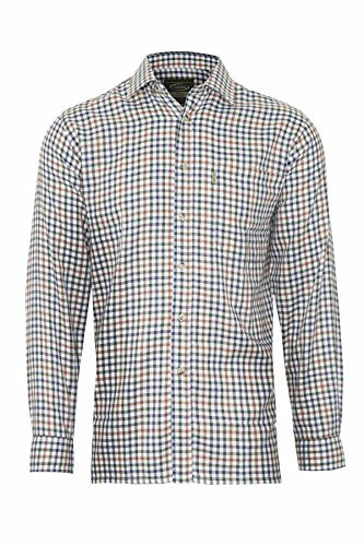 Champion Mens Country York Casual Long Sleeve Shirt Olive-Tan L