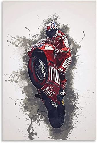 SDDLW1990 Leinwand Druck Poster Casey Stoner Ducati für Modern Family Decor Wandkunst Kunstwerk Malerei Kunstdrucke Bild 23.6x35.4(60x90cm) Kein Rahmen