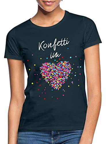 Spreadshirt Konfetti Im Herzen Karneval Frauen T-Shirt, XL, Navy