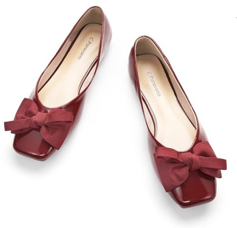 C.Paravano Damen Schuhe Ballerinas Damen Flache Schuhe Für Damen Ballerinas Damen Elegant (Rot,39)
