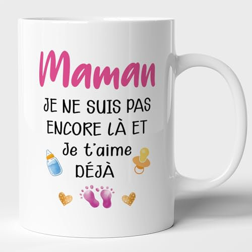 Lalasol Mug Idée Cadeau Pour Future Maman Première Fête Des Mères – Tasse Message Je Suis Pas Encore Là Et Je T'aime Déjà