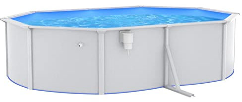 Leepesx Pool mit Stahlwand, Pool Stahlwand, Swimmingpool, Gartenpool Komplettset, Pool Garten, Aufstellpool, Schwimmbad, Oval 490x360x120 cm Weiß