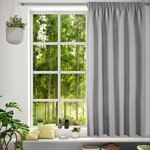 Eurofirany Rita Vorhang Gardine Glatt Schlicht Einfarbig - Kräuselband Modern Schlafzimmer Wohnzimmer Lounge Kinderzimmer 1 Stück Einzeln Stahlgrau 140x175cm
