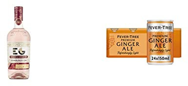 Edinburgh Gin Rhubarb and Ginger Pink Gin 70 cl & Fever-Tree Refreshingly Light Ginger Ale 8 x 150ml (Pack of 3, Total 24 cans)
