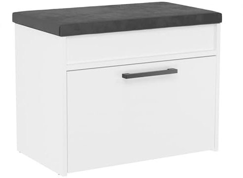 MeHome Schuhregal 35x60x49 cm mit Sitzfläche und Stauraum 32x56x8 cm Sitzbank Sitzkissen Schuhbank Holz Schuhschrank für Flur Schuhablage Bank Garderobenbank (Weiß)