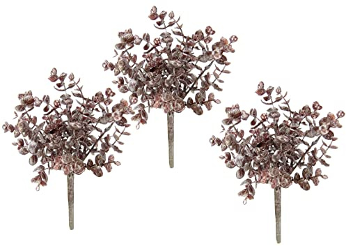 Künstlicher Eukalyptuszweig mit Beeren geeist Eukalyptus Zweig Eukalyptus Blumen Floristik Weihnachtsdeko Busch Kunstblume Dekozweig Stielblume Dekoration Kränze Adventskränze Deko für Girlande Kranz