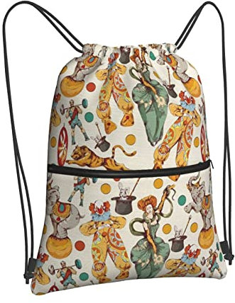 Vintage Zirkus mit Clown Kordelzug Rucksack Tasche Kordelzug Reißverschluss Rucksack Sport Gym Reise Yoga Sackpack für Männer Frauen