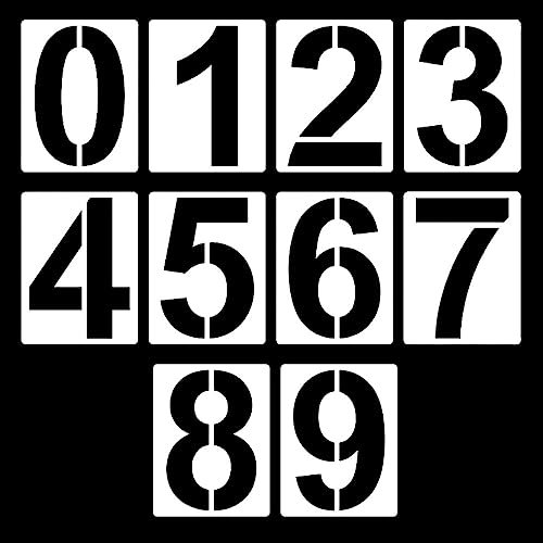 25 cm (10”) Large Number Stencils Reusable Plastic Number Stencils 0 to 9 Number Template for Painting DIY Art Projects Decoration (10INCH/10PCS)