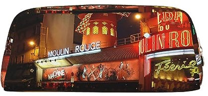 VACSAX Leder Federmäppchen Moulin Rouge Drucken Stifteetui Bleistift Tasche Leder Bleistift Tasche Schreibwaren Tasche, gold, Einheitsgröße, Taschen-Organizer
