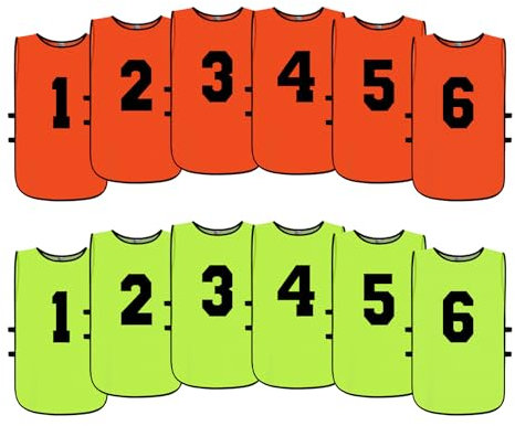 Graunton Trainingswesten aus Netzstoff, für Kinder, Jugendliche, Teenager und Erwachsene für Sport (12 Trikots), 6 blau + 6 rot nummeriert, Small