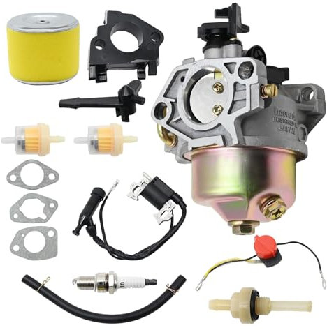 Hoypeyfiy 16100-ZF6-V01 Carburetor Ignition Coil Air Filter Kit Replacement for Honda GX390 GX340 13HP 11HP GX340U1 GX340R1 GX340K1 WT40XK1 WT40XK2 Generator Lawnmower Engines with Spark Plug Gaskets