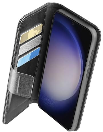 cellularline - Book Agenda - Galaxy S24 - Eleganz und Funktionalität in Einer einzigen Lösung - mit integrierter mikrobaner antibakterieller Technologie - Schwarz
