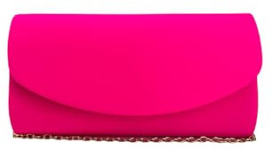 MODELISA - Bolso Cartera De Mano Cadena De Hombro Solapa Pequeño Boda Noche Evento Ceremonia Fiesta Mujer (Fucsia)