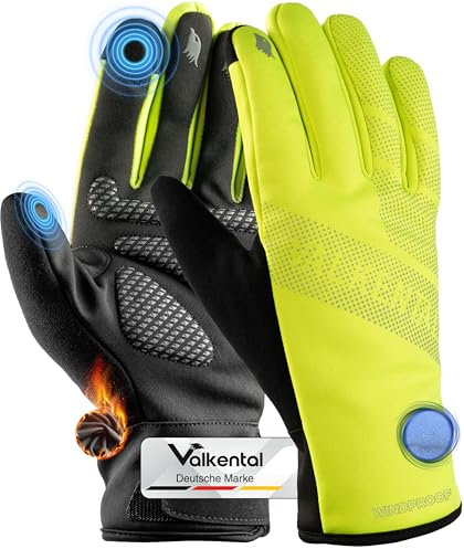 Valkental® Winddichte Fahrradhandschuhe - Gepolstert & Griffig | Winterhandschuhe & Übergangshandschuhe [Herren & Damen] mit Touchscreen Funktion - GloRider V2