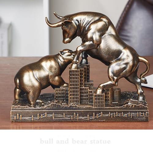 AETVRNI Stier und Bär, Statue für Wand, Straße, Stier, ideales Börsenmarkt-Geschenk für Männer, Bürodekoration, Wand, Straße, Stier gegen Bär, Heimdekoration, Börsenmarkt, Bronze