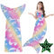 Meerjungfrau Decke Glow in The Dark, 100x50 cm Meerjungfrauen Flosse, Kuscheldecke für Mädchen Kinder Erwachsene, Flanell Sofa Decken alle Jahreszeiten Schlafsack Geschenk für Geburtstag Weihnachten