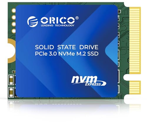 ORICO 256Go 2230 M.2 NVMe SSD, PCIe 3.0 x4 3600MB/s en Lecture et 1800MB/s en écriture, 3D TLC NAND, Dissipateur Thermique en Cuivre M2 SSD, Compatible avec Steam Deck Surface Pro 9 Mini PC - J10-2230
