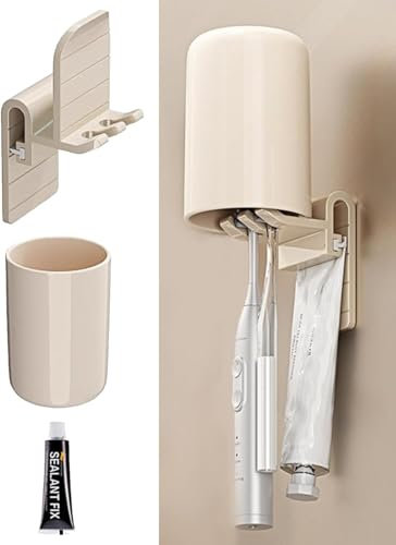 Zahnbürstenhalter Wand, Halterung Elektrische Zahnbürste aus Aluminium, Toothbrush Holder, Zahnputzbecherhalter Ohne Bohren