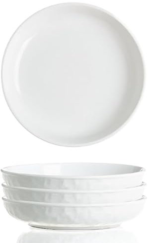 Dinner Plates, Deep Dinner Plates Small Ceramic Pasta Bowls 8’’|19.6cm White Dinner Bowl Plate for Serving Salad Soup, Dishwasher Microwave Oven Safe, Forest Series