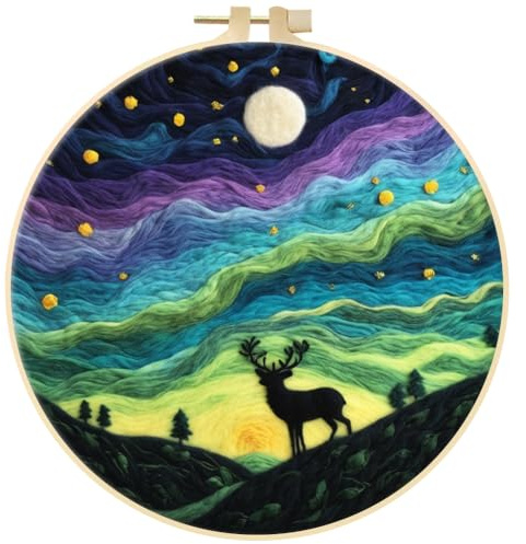 Aublinto Anfänger Stickerei Set Kreuzstich-Sets Stickerei Set DIY Wollstickerei-Malset kreatives DIY Wollnadelfilz Tier-Wollfilz-Werkzeug Basteln Malen Geschenk für Freunde