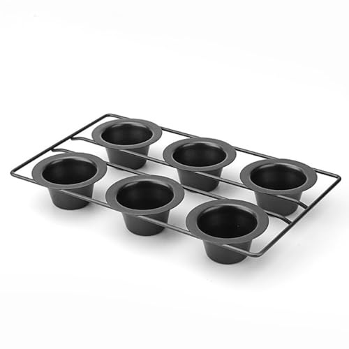 QVK Popover-Pfanne zum Backen, professionelle Popover-Pfanne für 6 Tassen, antihaftbeschichtet, Yorkshire, Muffins, Puddings, Kuchen, Quiches, Cupcake-Form, Backgeschirr für Ofen, Backen, Schwarz