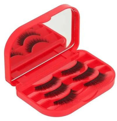 Boîte de rangement vide en plastique étanche pour faux cils - Miroir de maquillage - Organiseur de voyage (rouge)