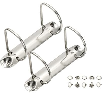 PATIKIL B7 2-Loch-Ringbinder-Mechanismen, 2er-Set 1,97 D-Ring Ersatzbinder Planer Loose Leaf Bindungsschienen für Organisatoren DIY Füllpapier-Aufbewahrungsordner Zubehör, 26mm Silberton