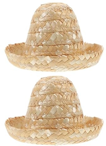 Amosfun Mini Strohhut Für Flaschen 3.3 Zoll Sombrero Flaschenhut Kleine Party Deko Puppenzubehör Für Küche Und Haushalt