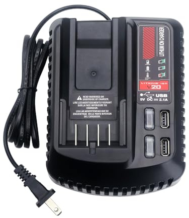 CMCB104 Chargeur de batterie de rechange Craftsman 20 V Max, compatible avec les batteries au lithium V20 CMCB101 CMCB204 CMCB202 CMCB201 CMCB209 CMCB205 CMCB102 CMCB100 Outil électrique