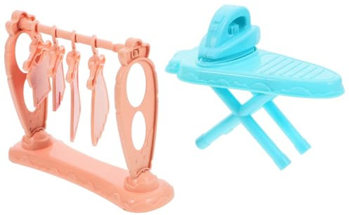 NUOBESTY Kleiner Bügeleisen Und Kleiner Kleiderständer Satz Puppenhaus Dekoration Leichtes Miniatur Bügeltisch Ornament Für Hausmöbel Und Schreibtisch
