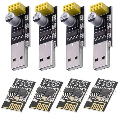 4PCS ESP8266 ESP-01 Serielles WLAN-Transceiver-Modul mit USB-zu-ESP8266-Adapter fürArduino Himbeer-Pi