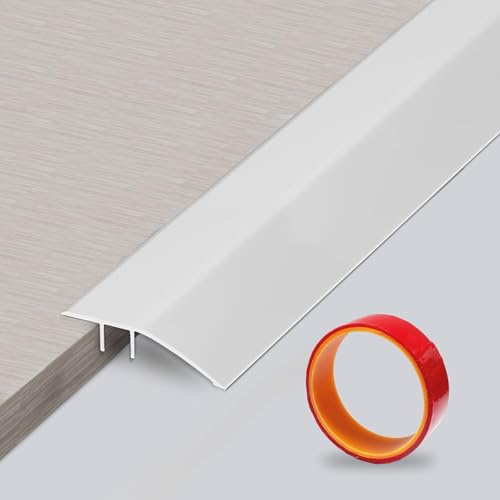 Aluminium-Bodenübergangsleiste,0,9m x 4.3cm Aluminium Selbstklebendes Übergangsprofil mit Langes Klebeband,Höhenausgleich 5-12 mm,Bodenübergangsleiste für Laminat,Fliesen,Holz(Silber Matt）