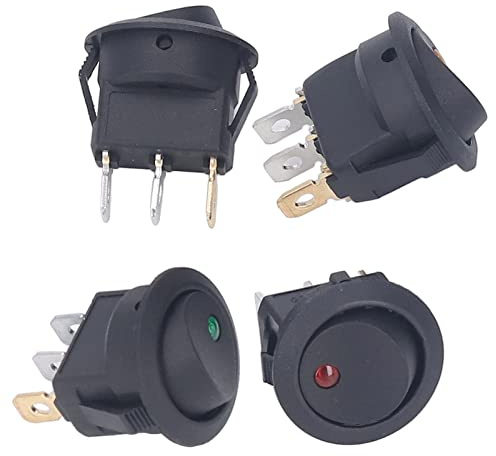 YWBL-WH Runde Netzschalter 4 Pack 3 Pin 2 Positions -LED -Schalter für Haushaltsgeräte, 12 V Bootsschalter Wechselschalter