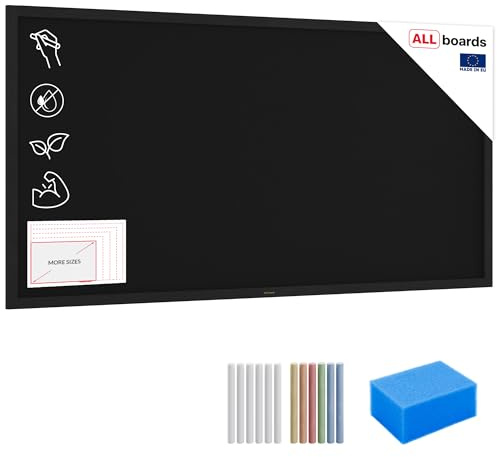 ALLboards Kreidetafel mit schwarzem lackiertem Holzrahmen 200x100cm, Schwarz, Schreibtafel, Kreide, Kreidetafel wand, Tafel gastronomie, Wandtafel für Gastronomie