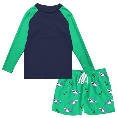 kids4ever UV Badebekleidung Junge Langarm Schnelltrocknend Badeanzug Schwimmshirt Badeset Surfen 11-12 Jahre