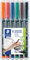STAEDTLER permanenter Universalstift Lumocolor, wisch- und wasserfest, sekundenschnell trocken, nachfüllbar, Linienbreite 1 mm, 6 Marker in sortierten Farben in stabiler STAEDTLER-Box, 317 WP6