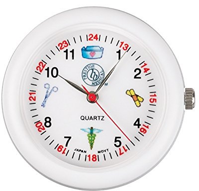 NCD Medical/Prestige Medical Analoge Stethoskop-Uhr mit medizinischen Symbolen, weiß