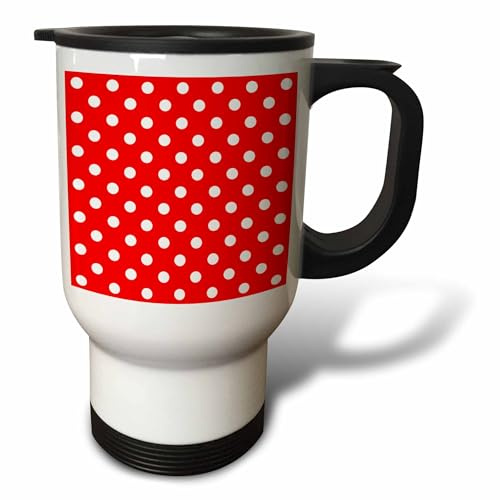 3dRose tm_20411_1 Tasse de voyage à pois rouges et blancs, acier inoxydable, multicolore