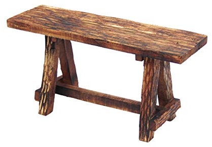 The Urban Port Gartenbank aus Holz mit Retro-Ätzung, Cappuccinobraun