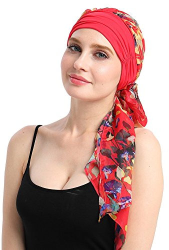 FocusCare Bambus strickt Hut für Krebs Frauen DIY einfach Krawatte Chemo Kopftuch