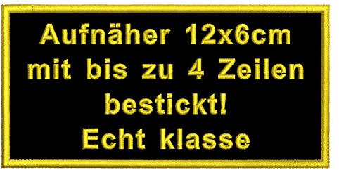 Aufnäher personalisiert mit deinem Wunschtext rechteckig (Rec1) 12x6cm (wahlweise zum Annähen, mit Klett oder zum Aufbügeln)