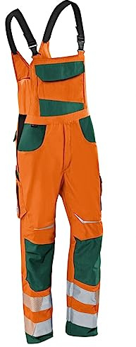 KÜBLER Workwear | KÜBLER REFLECTIQ Arbeitslatzhose PSA 2 | Warnorange/Moosgrün | Größe 114