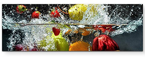 Paul Sinus Art Leinwandbilder | Bilder Leinwand 120x40cm Obst im Wasser