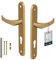 KOTARBAU® Juego de manillas para puerta, Manilla de cilindro de perfil, 72 mm, Manillas de aluminio - dorado, 2 Manetas, Manijas de placa larga, Diseño clásico, Kit de montaje incluido, Picaportes