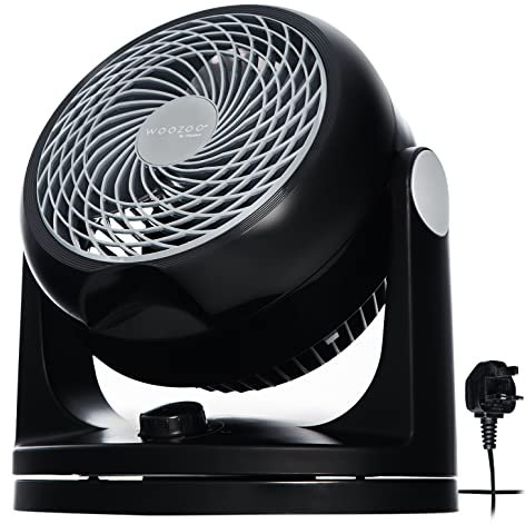 Iris Ohyama Woozoo Table Fan, 23㎡, Desk Fan, Black, 3 Speeds, Silent, Compact, Portable, Quiet, Oscillation, For Bedroom, Living Room, Kitchen, Air Circulator, Small, Cooling, Powerful, PCF-HD18