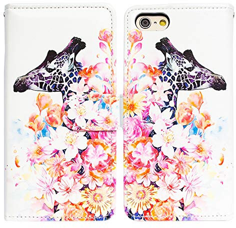 Bcov iPhone SE 2022 Case,iPhone SE 3rd gen Case,iPhone SE 2020 Case, Giraffe Flowers Leather Flip Phone Case Wallet Cover with Card Slot Holder Kickstand For 4.7 iPhone SE 2020/iPhone 8/iPhone 7