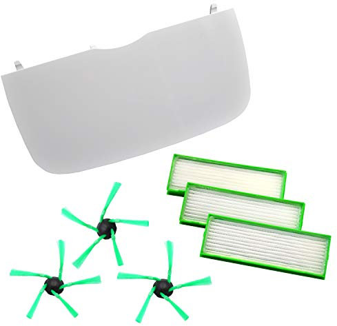 Ersatzteil Set geeignet für Vorwerk Saugroboter VR200 VR300, 1 Ersatzdeckel, 3 Seitenbürsten, 3 Feinfilter
